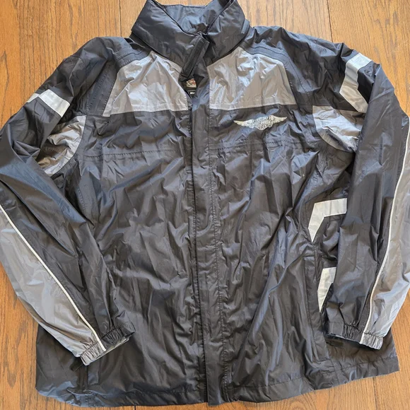 Harley-Davidson Black and Gray Windbreaker Jacket - Picture 2 of 14